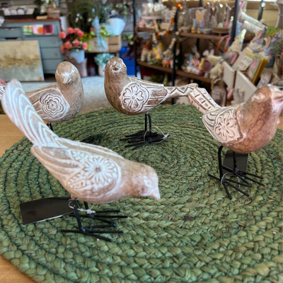 Carved White Birds