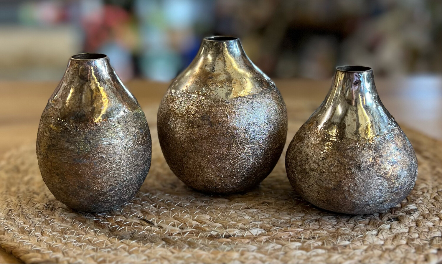 Burnt Gold Metal Vases