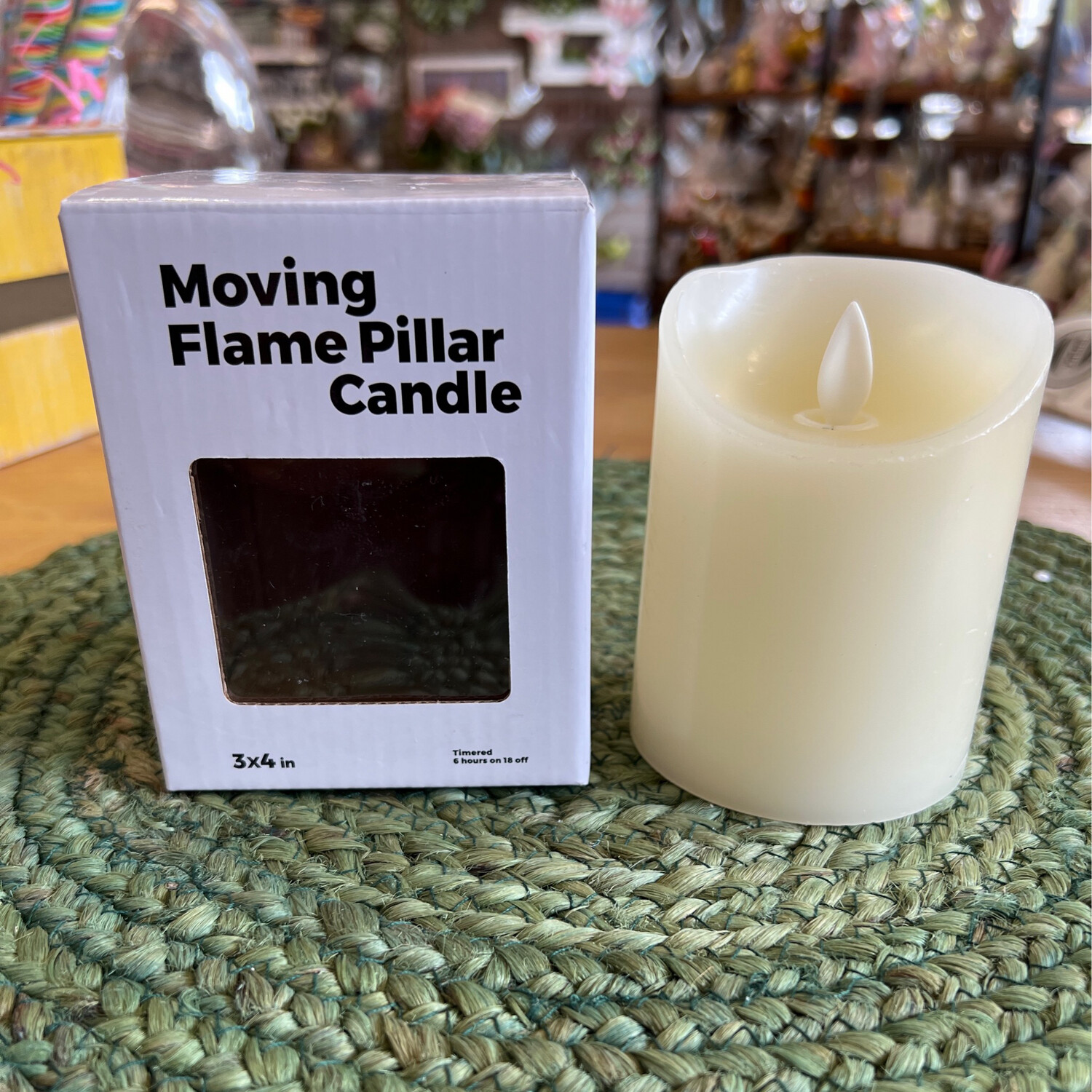 Moving Flame 3" x 4" Cream Candle