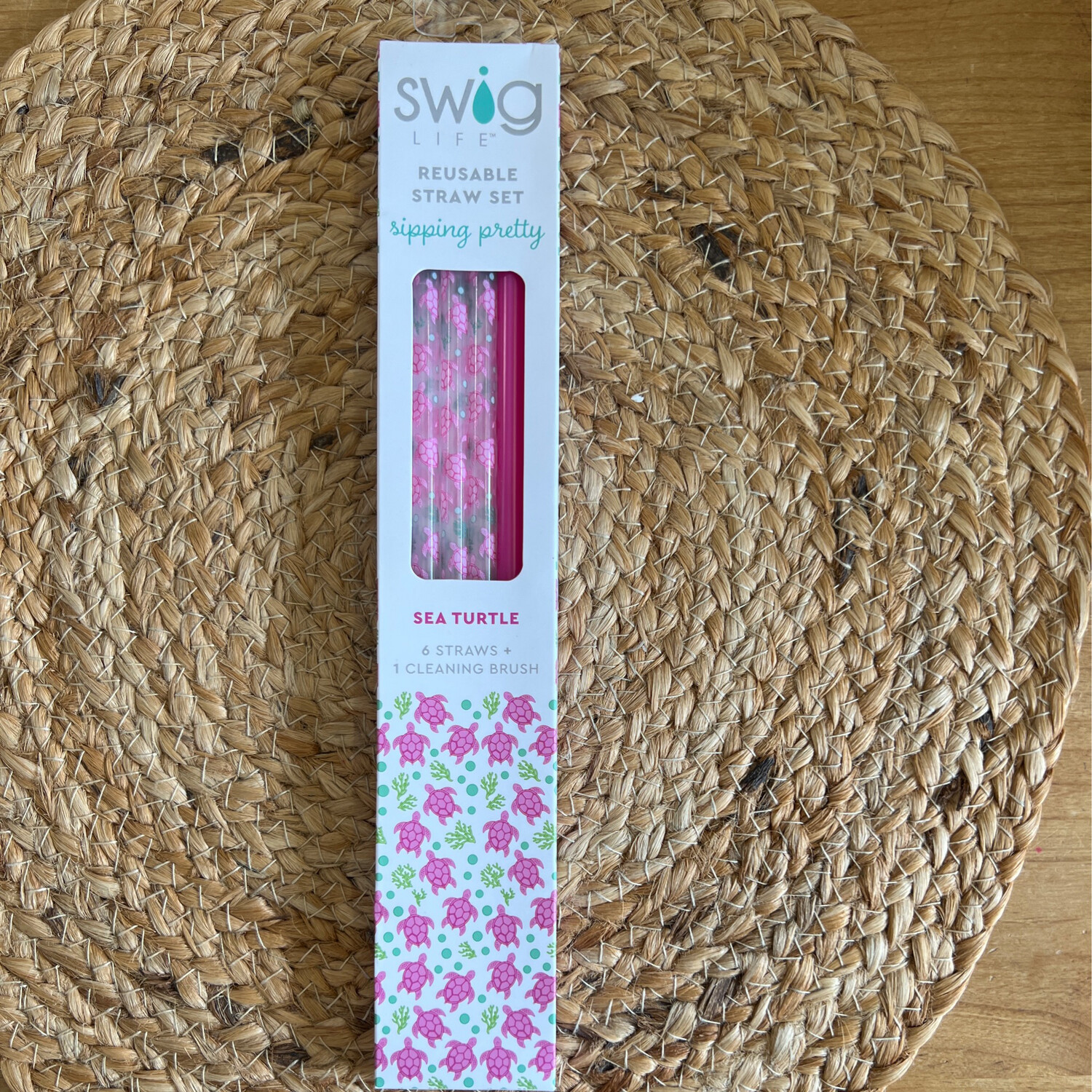 SWIG Turtles Pink Reusable Straws