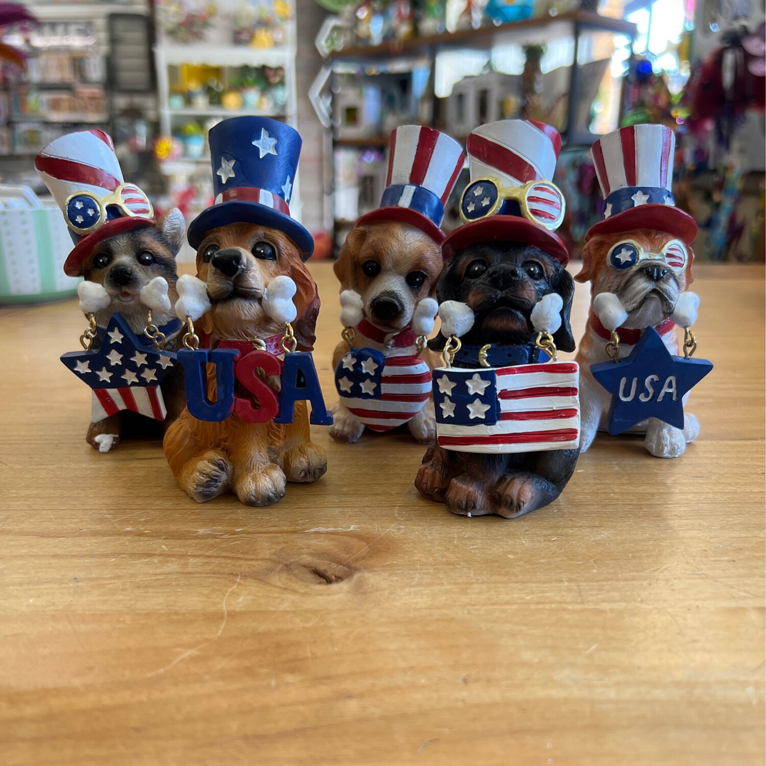 Patriotic Dogs Figurines