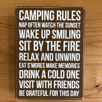 Camping Rules Box Sign