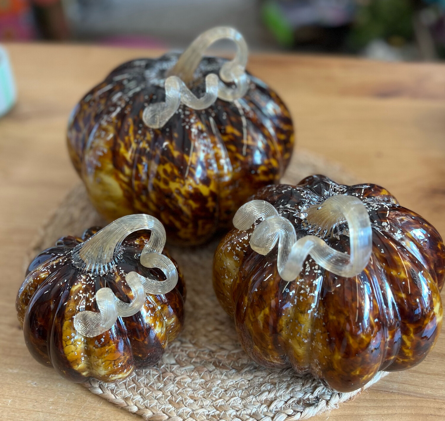 Brown Speckled Blown Glass Pumpkins