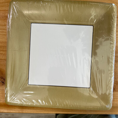 10" Square Plates - Linen Gold