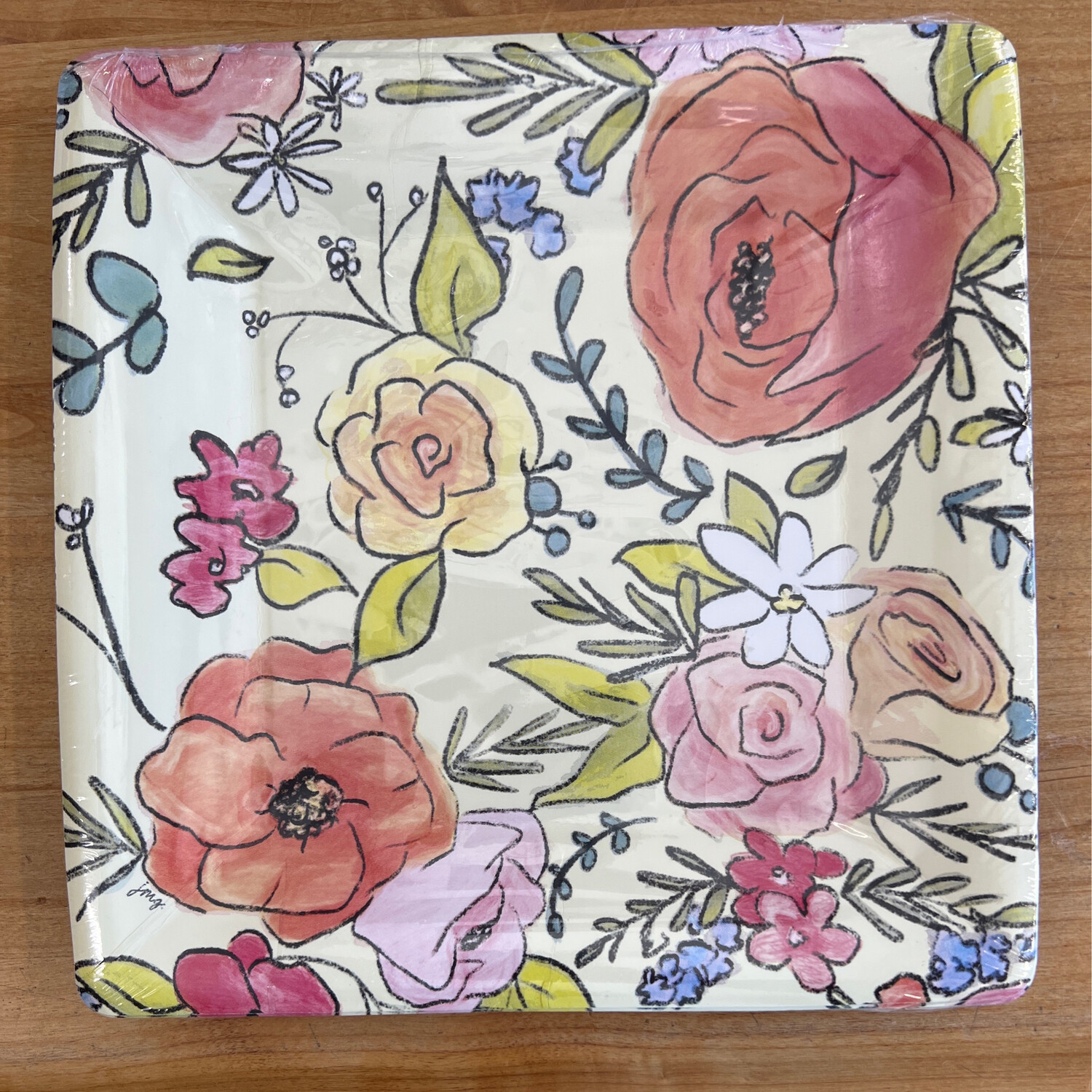 10" Square Plates -Flower Party