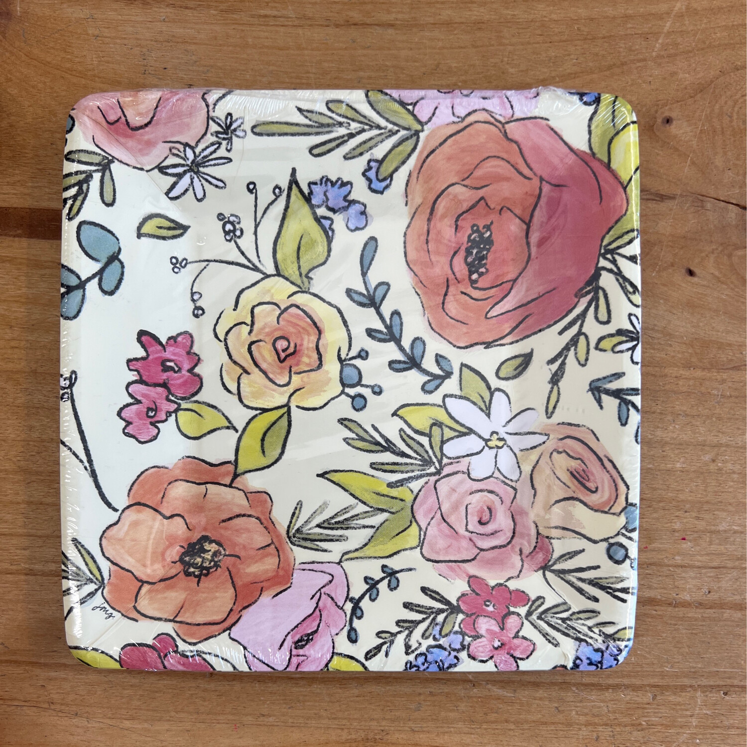 7" Square Plate -Flower Party