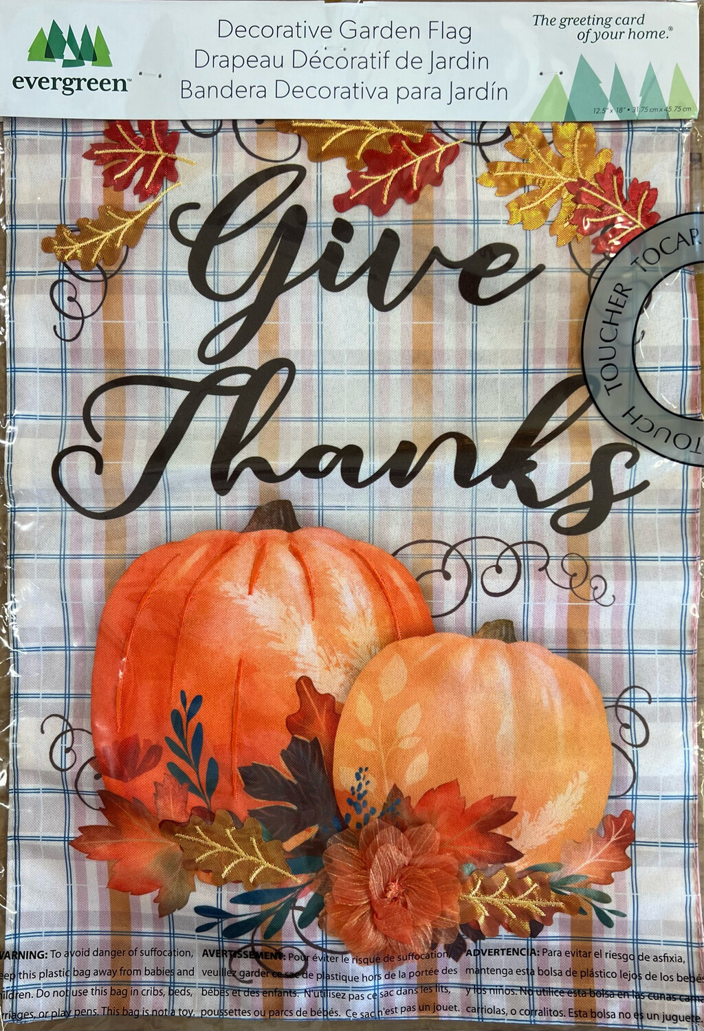 Plaid Give Thanks Flag