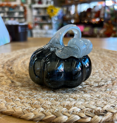 3.25" Grey Blown Glass Pumpkin