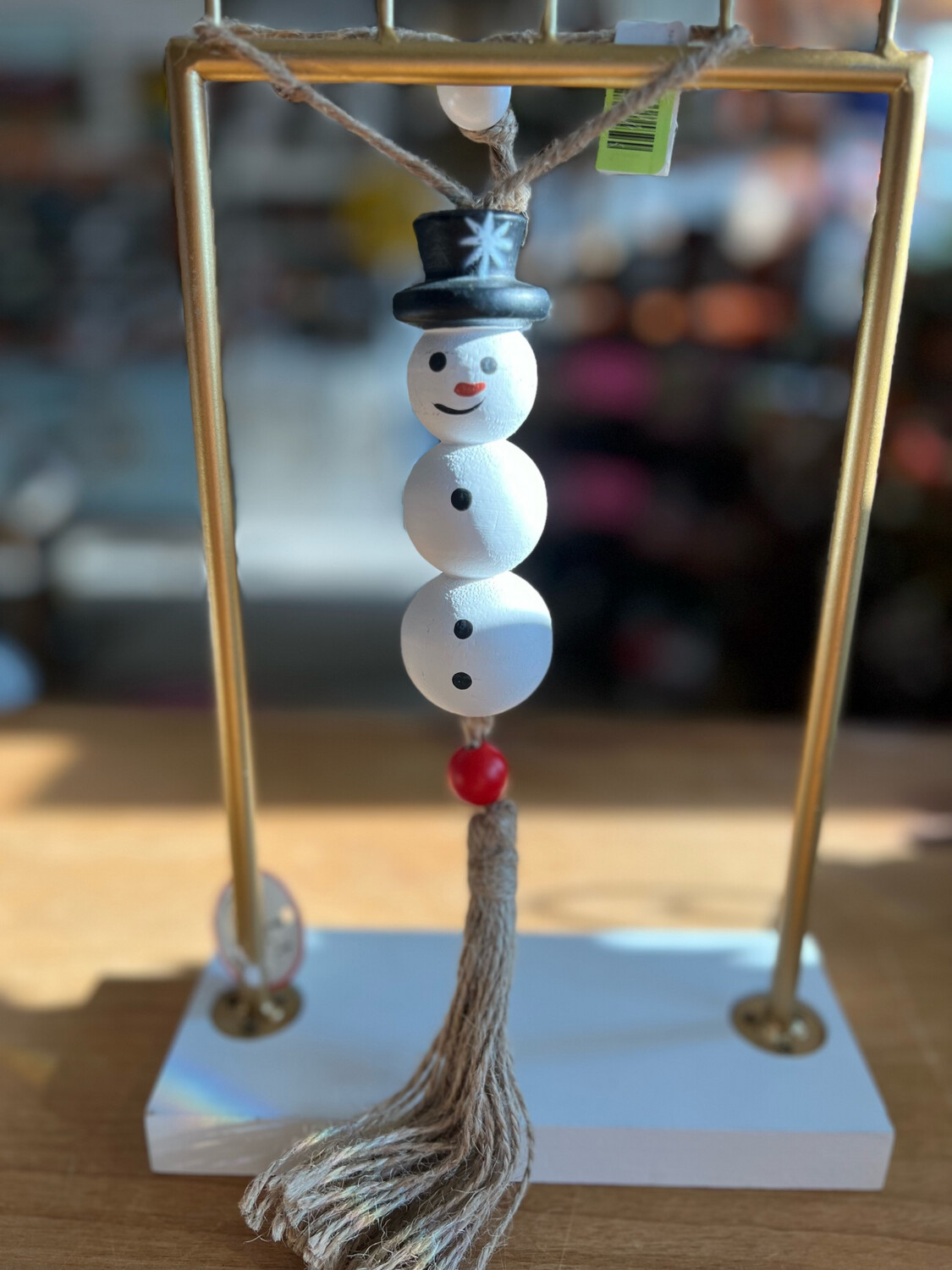 10-1/2" Painted Wood Snowman Ornament 10-1/2" Painted Wood Snowman Ornament