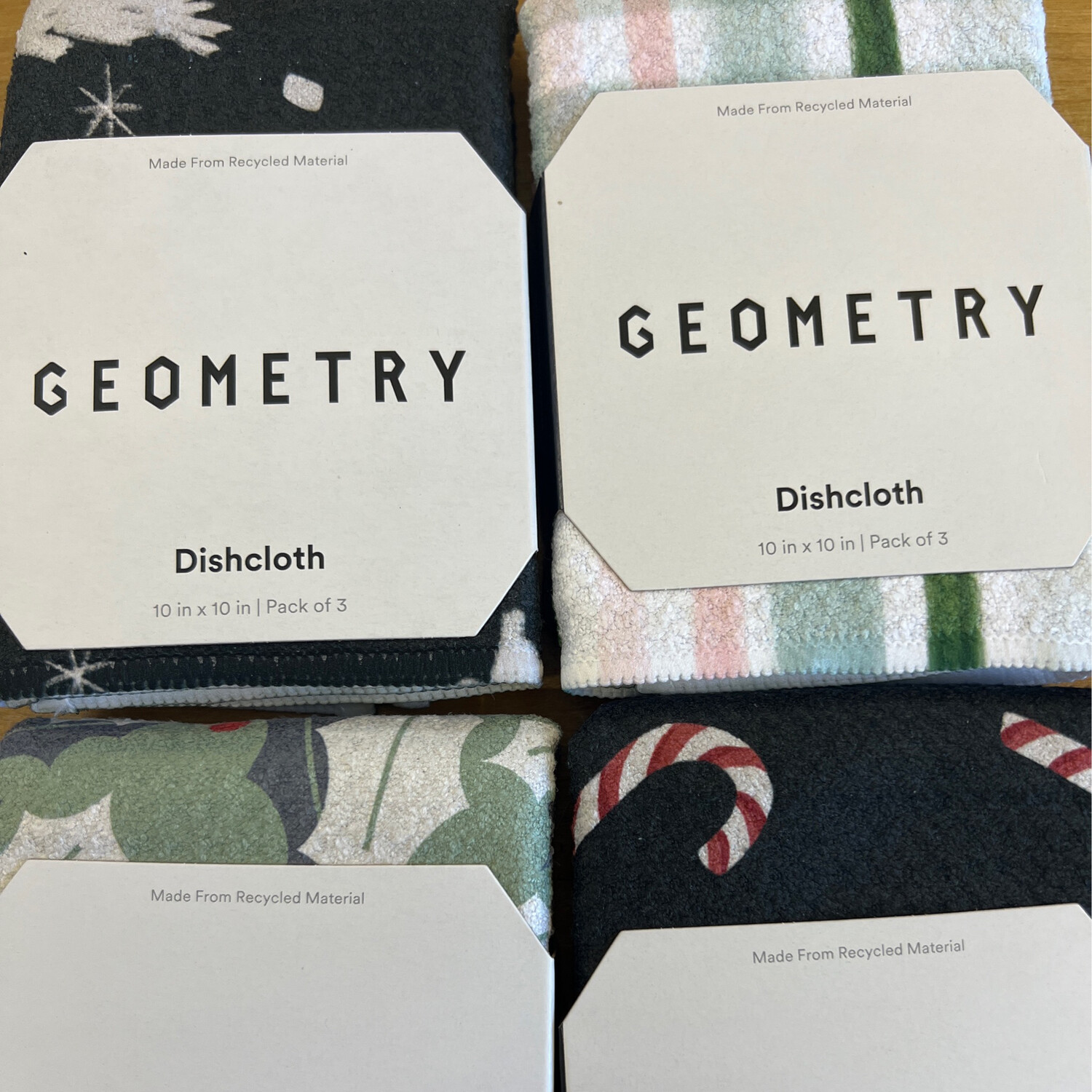 Geometry Holiday Dish Cloths/Set of 3