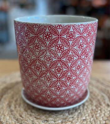 Red Stamped Planter w/Base Red Stamped Planter w/Base