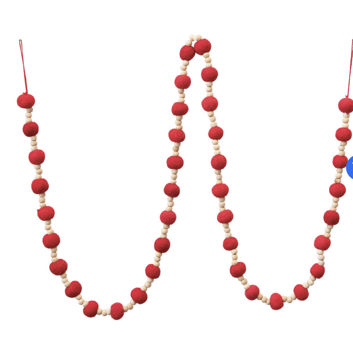 Wool Ball and Wood Bead Garland