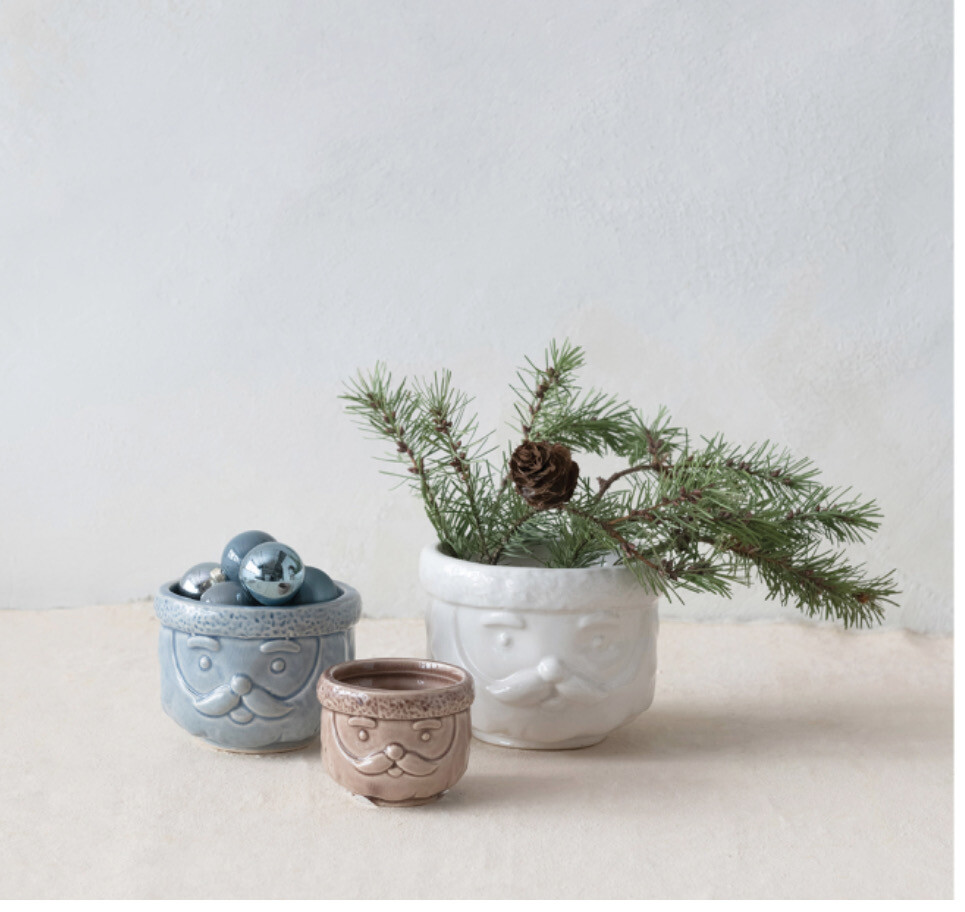 Stoneware Santa Containers Stoneware Santa Containers