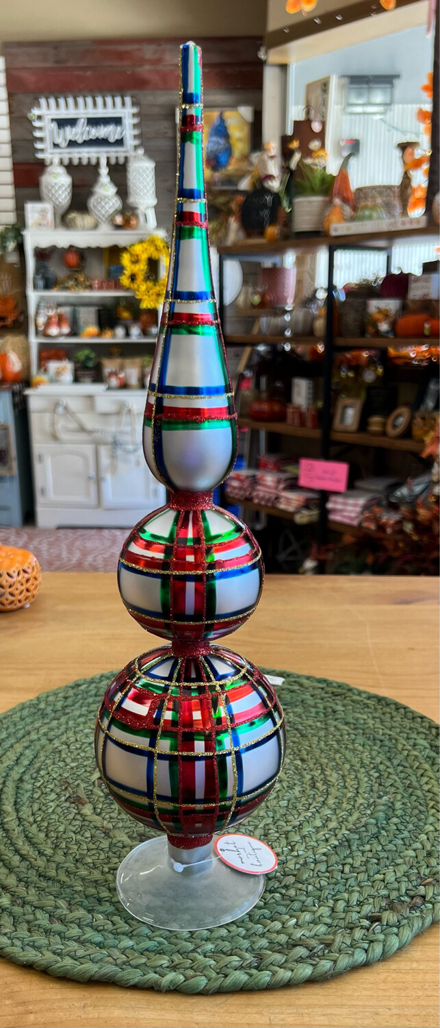 16-1/2" Plaid Glass Finial 16-1/2" Plaid Glass Finial