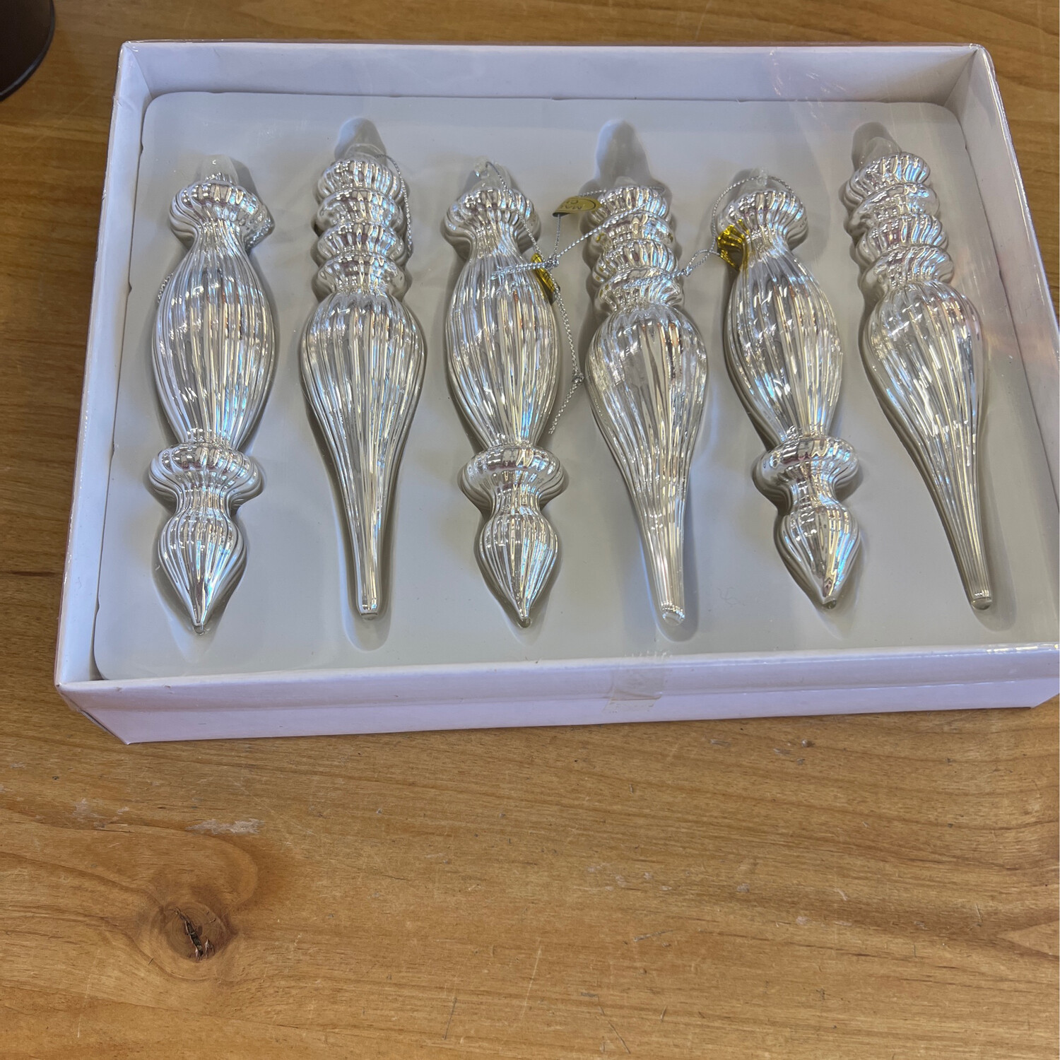 Set/6 Silver Finial Ornaments