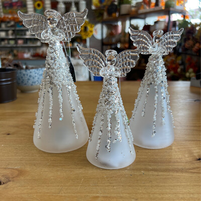 Frosted & Beaded Glass Angels