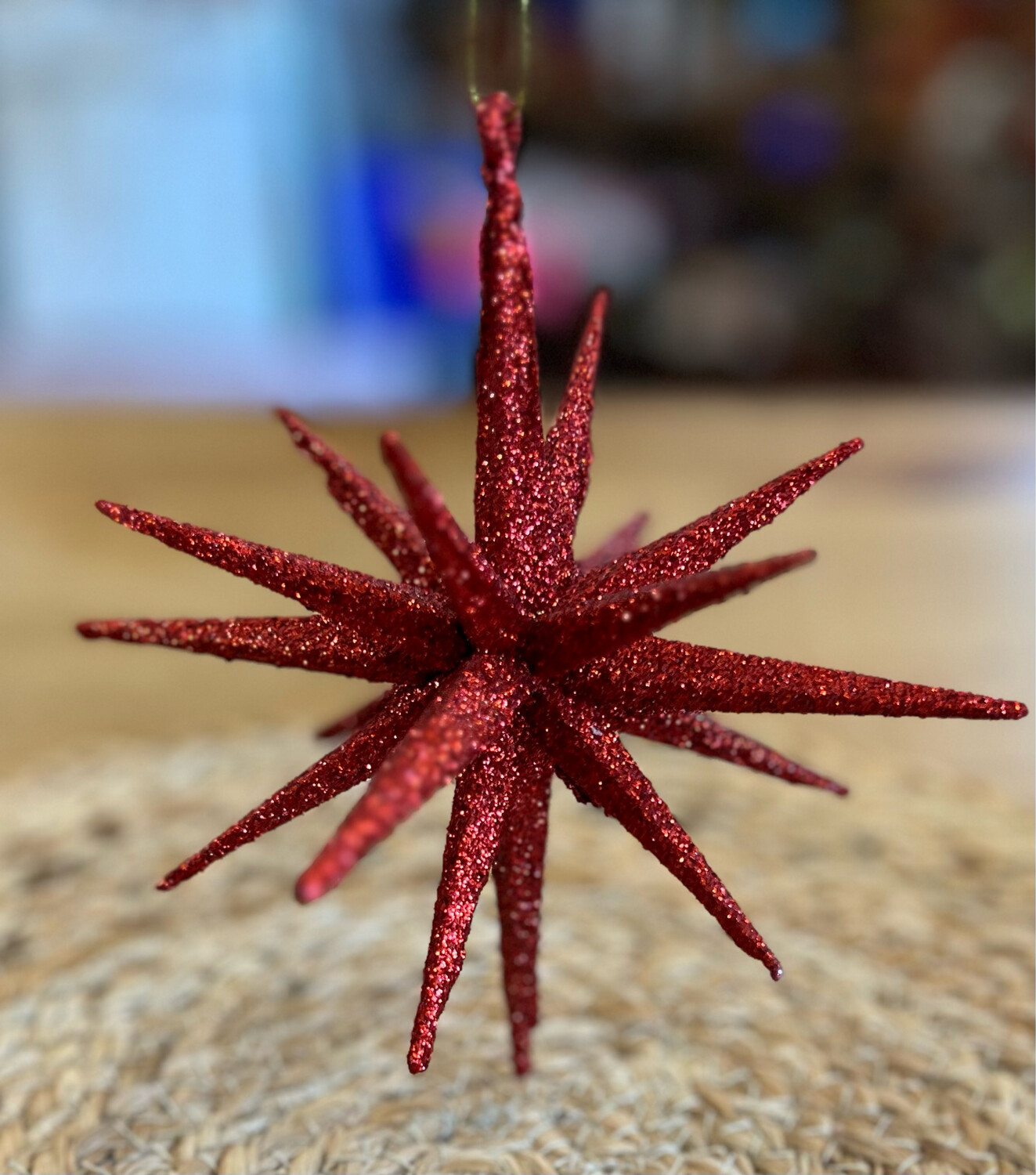 6&quot; Red Glitter Star Ornament