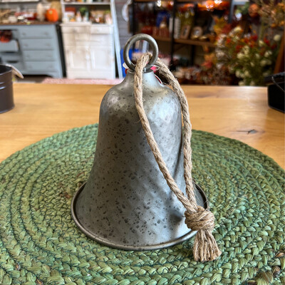 6-3/4" Pewter Bell on Rope 6-3/4" Pewter Bell on Rope