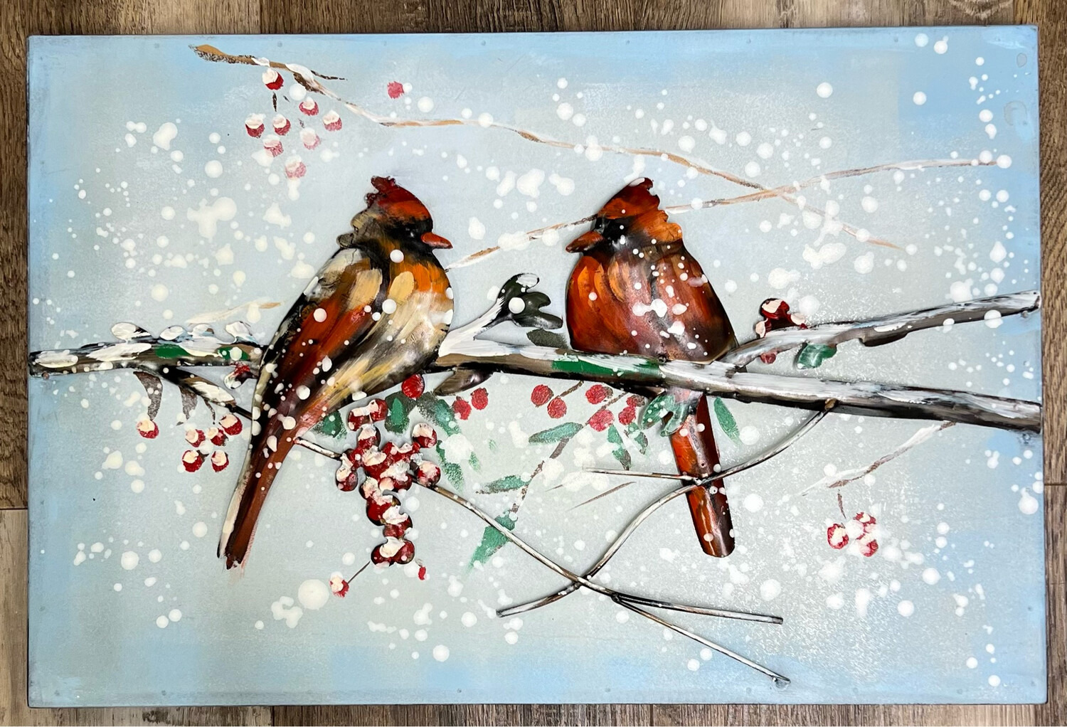 24&quot; x 16&quot; Cardinal Couple Metal Wall Decor