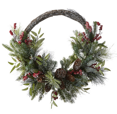 24" Berry & Snowy Pinecone Wreath 24" Berry & Snowy Pinecone Wreath