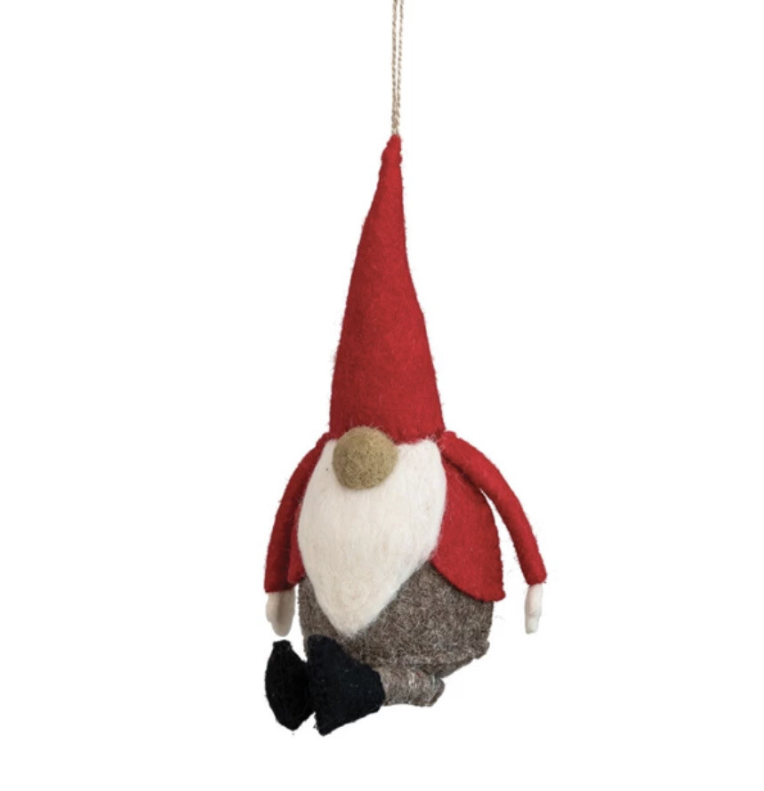 8-1/2&quot; Felt Gnome Ornament