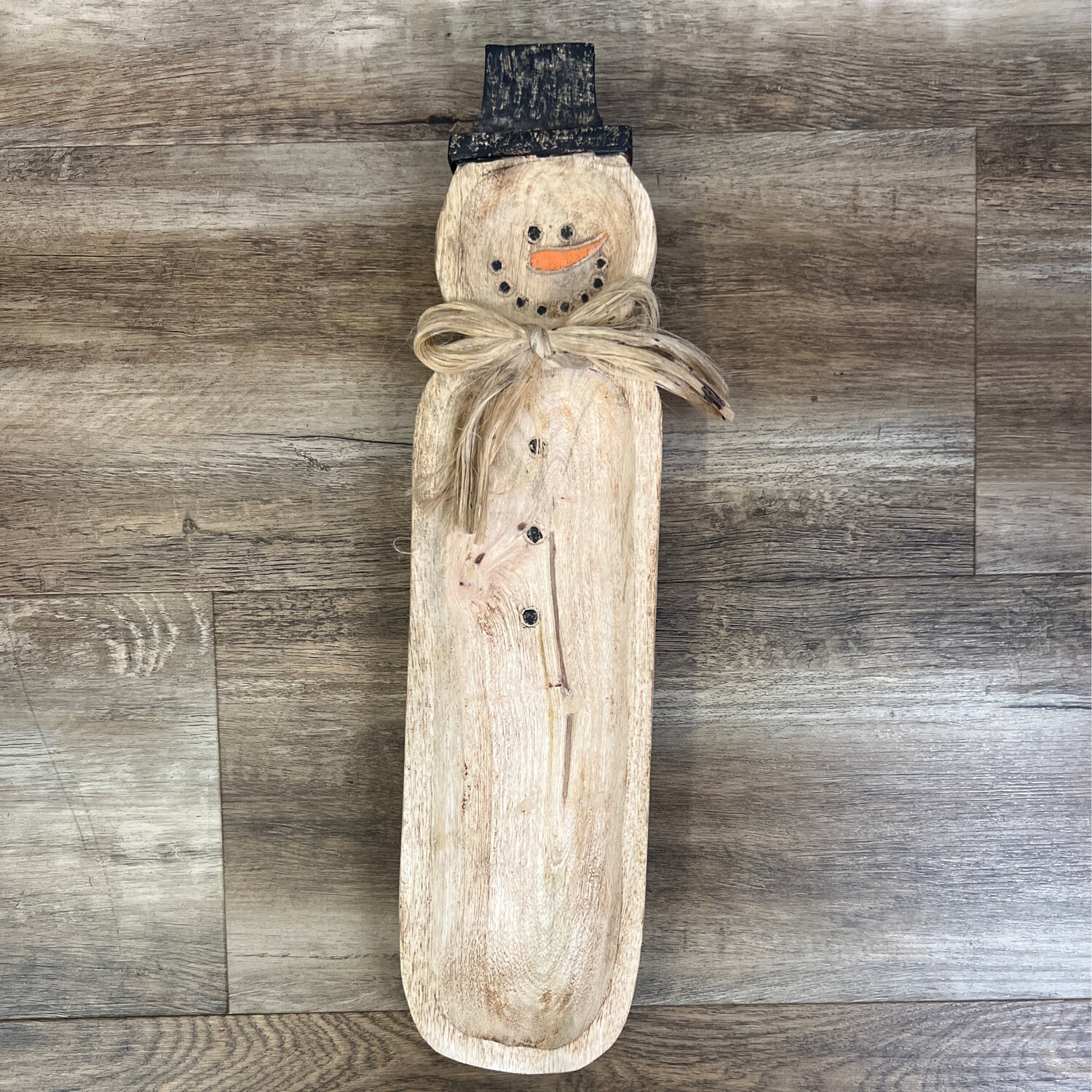 19-1/4" Mango Wood Snowman Tray