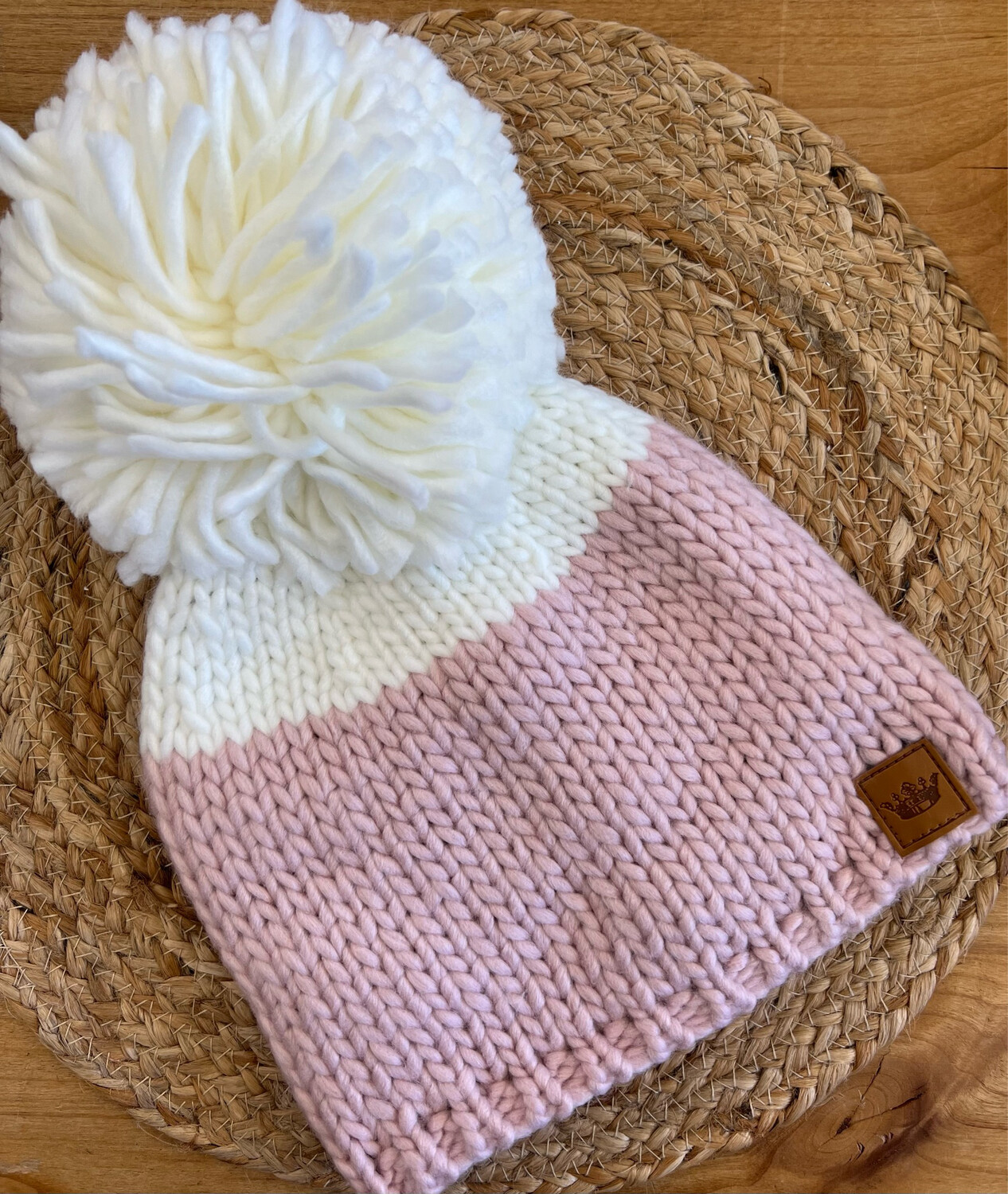 Panache Pink & White Pom Hat