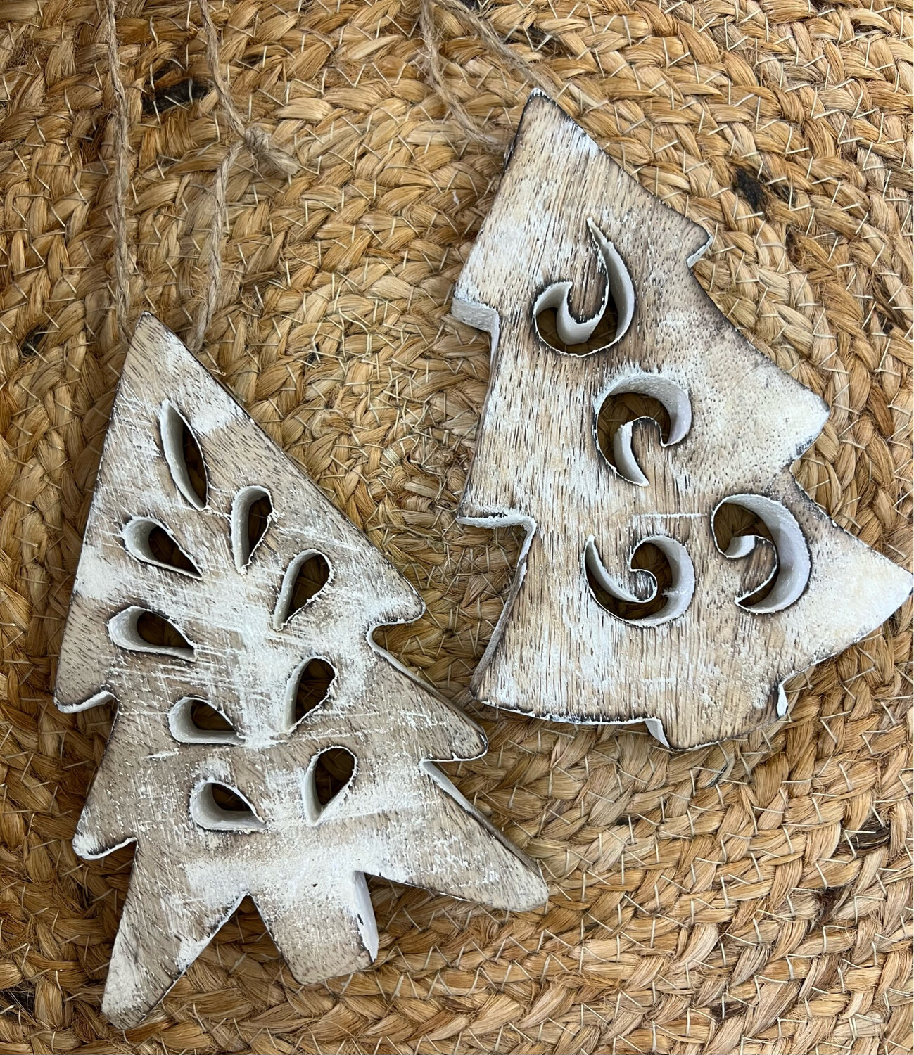 6&quot; Whitewashed Tree Ornaments