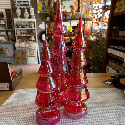 Lighted Iridescent Glass Trees Lighted Iridescent Glass Trees