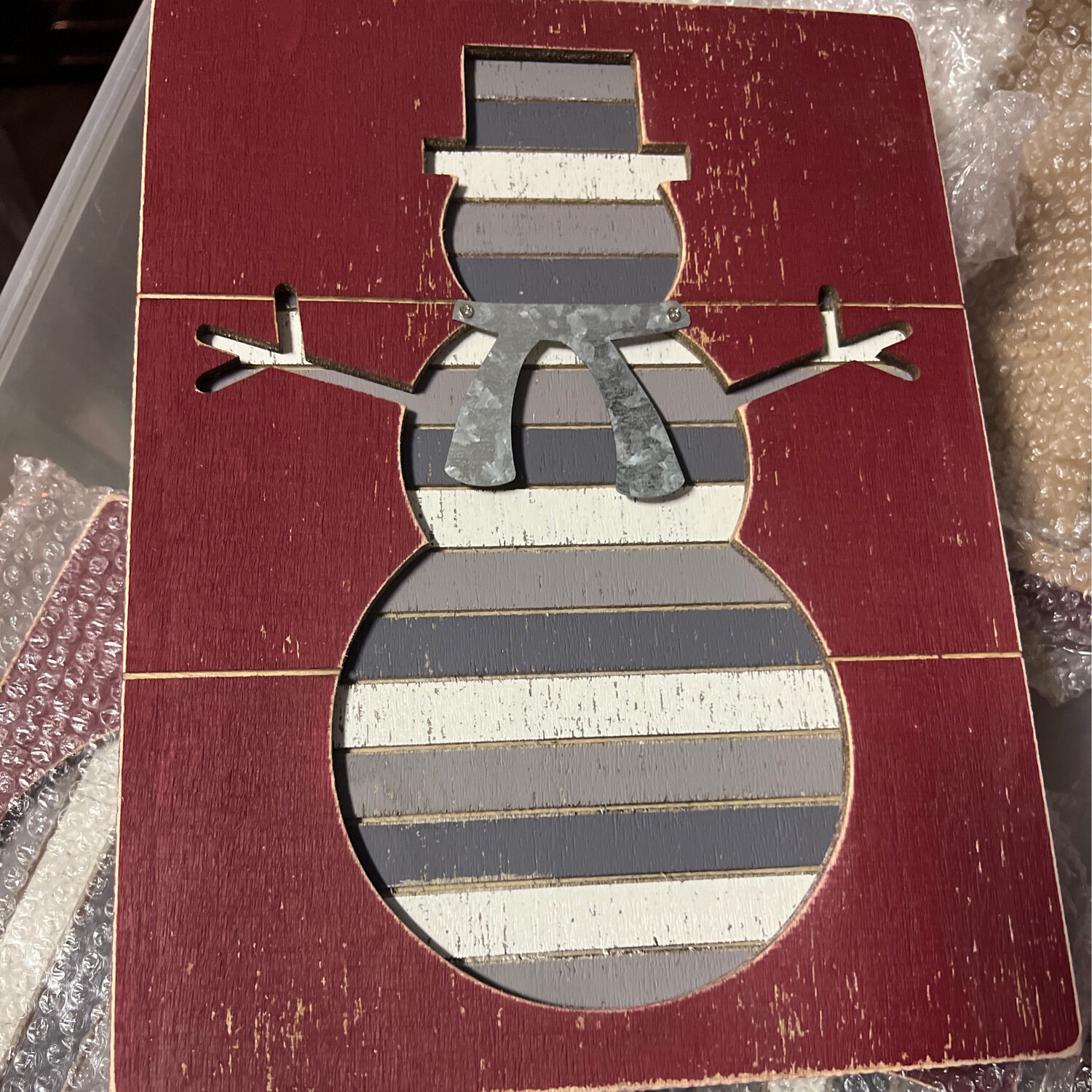 Striped Snowman Box Sign Striped Snowman Box Sign