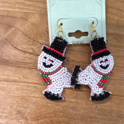 Beaded Snowman Earrings Beaded Snowman Earrings