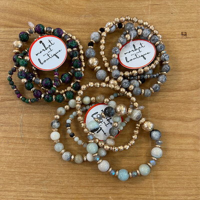 Set of 4 Tapered Stone Bracelets