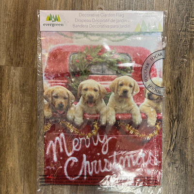 Red Truck & Puppies Flag Red Truck & Puppies Flag