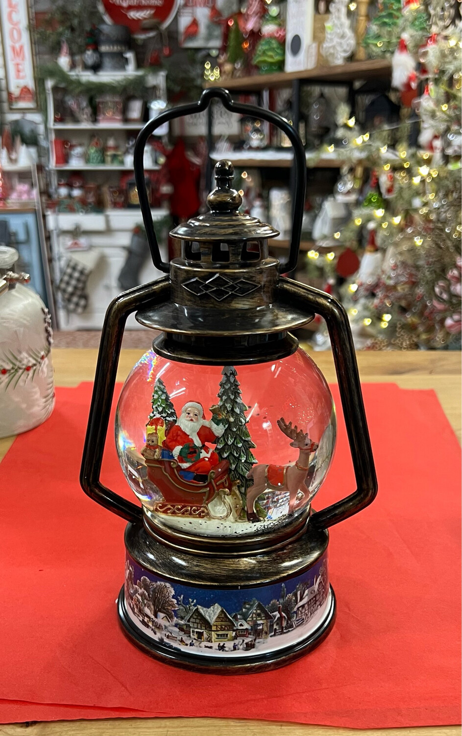 9" Santas Sleigh Water Lantern