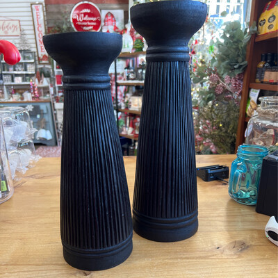 Black Wood Candle Holders