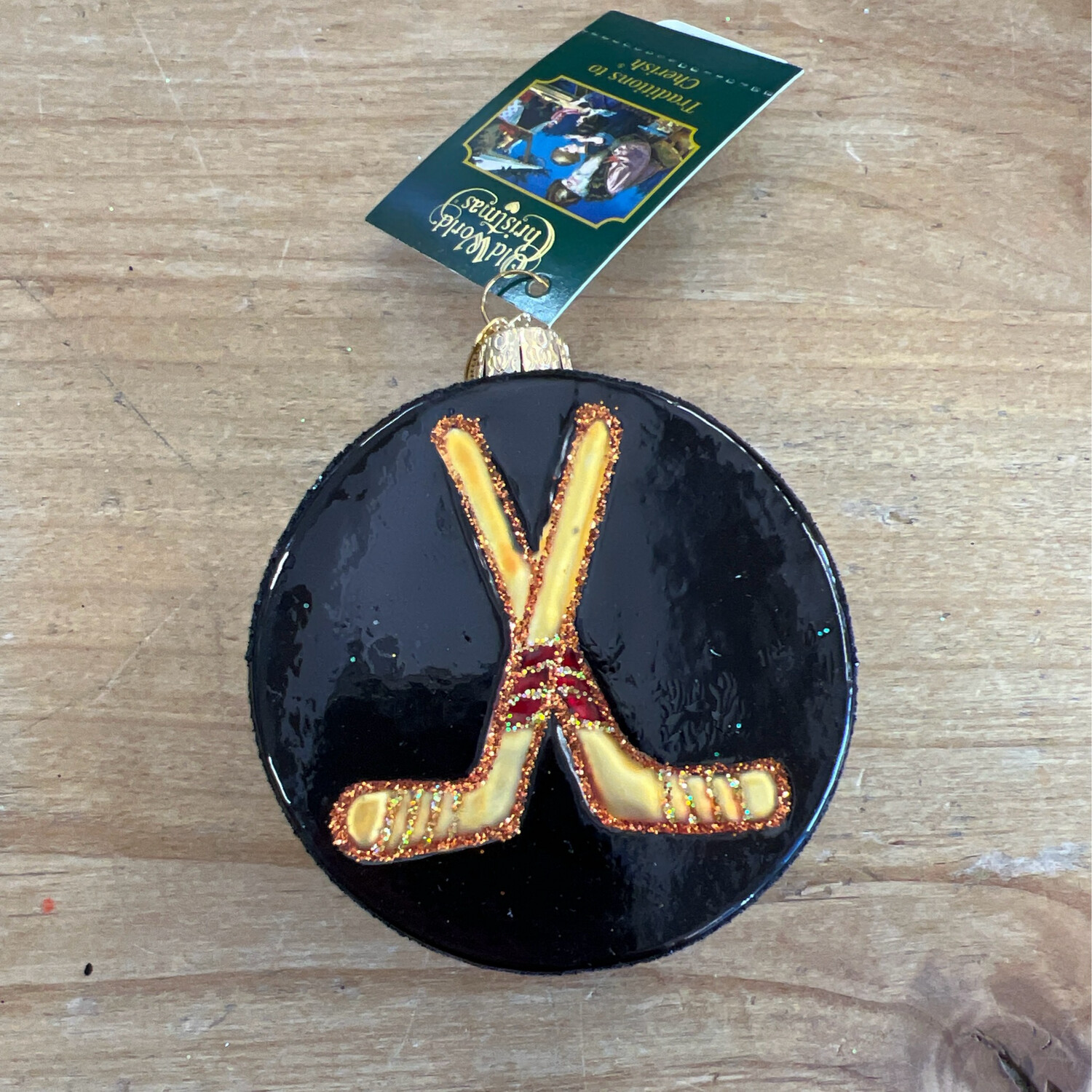 Hockey Puck Glass Ornament