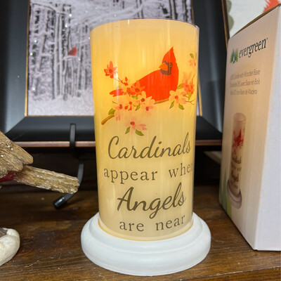 Cardinals are Near Flickering Flameless Candle