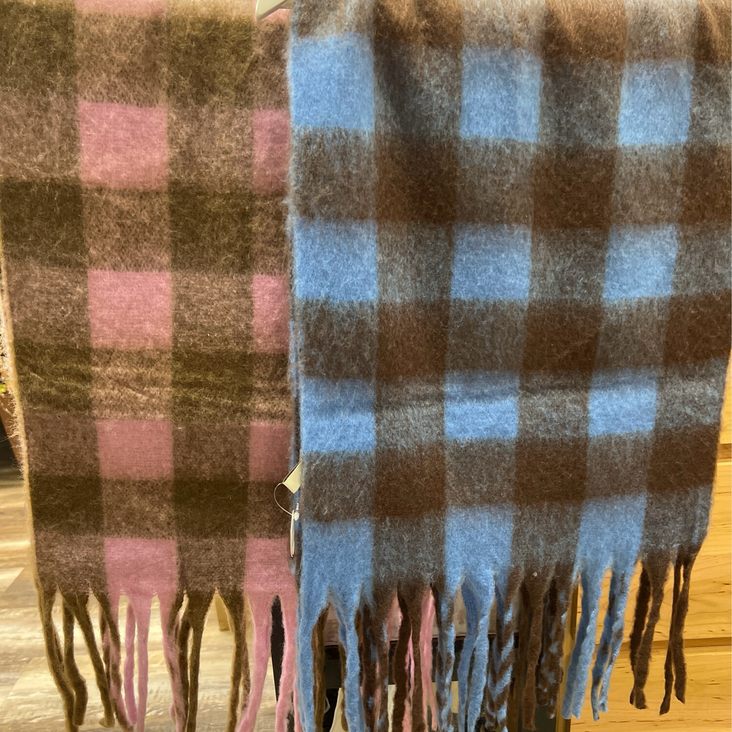 Soft Fuzzy Plaid Scarf
