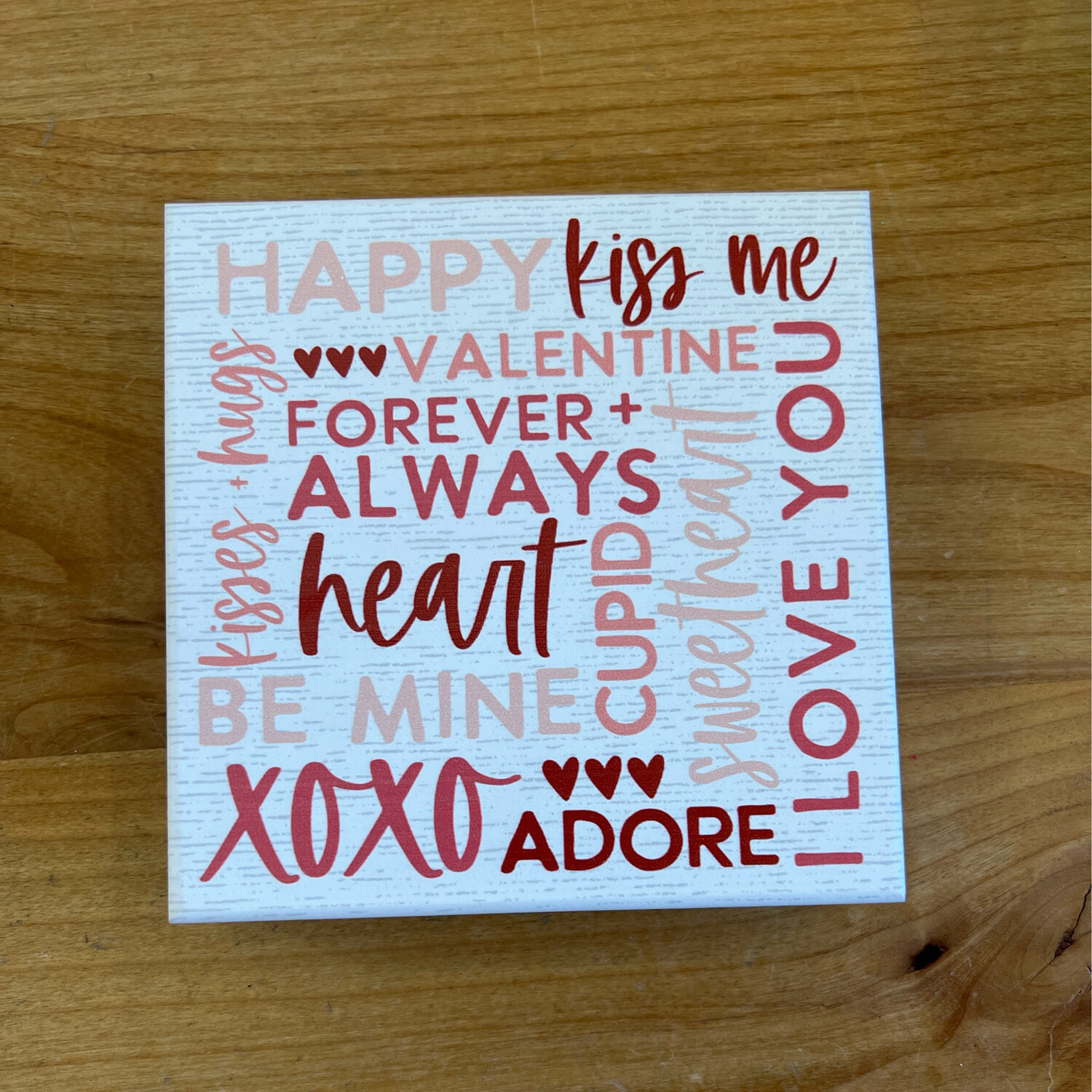 Valentine's Word Collage Block Sign