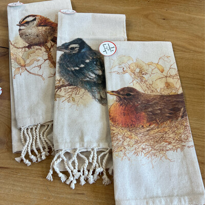 Sepia Birds Towels