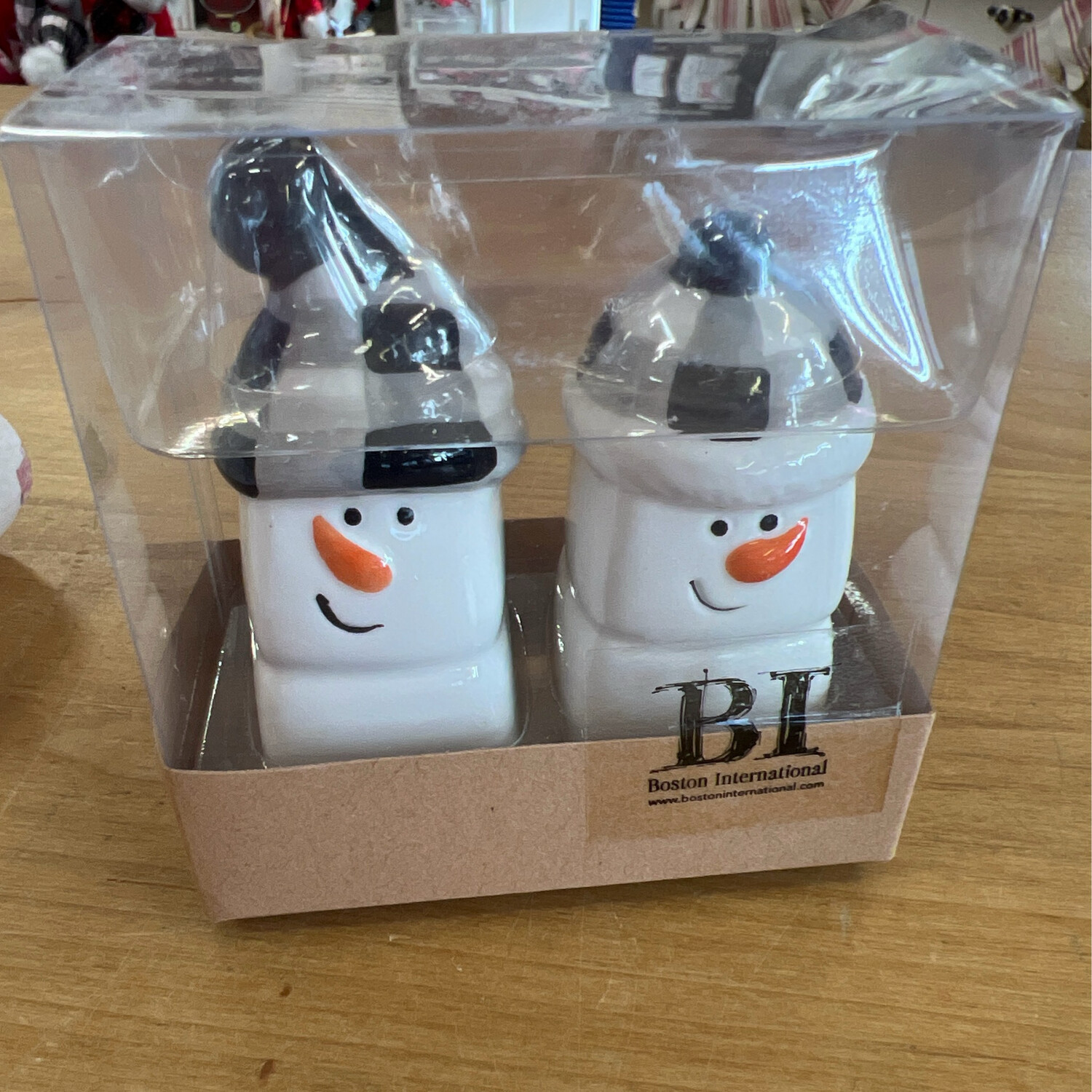 Buffalo Check Snowman Salt &amp; Pepper Set