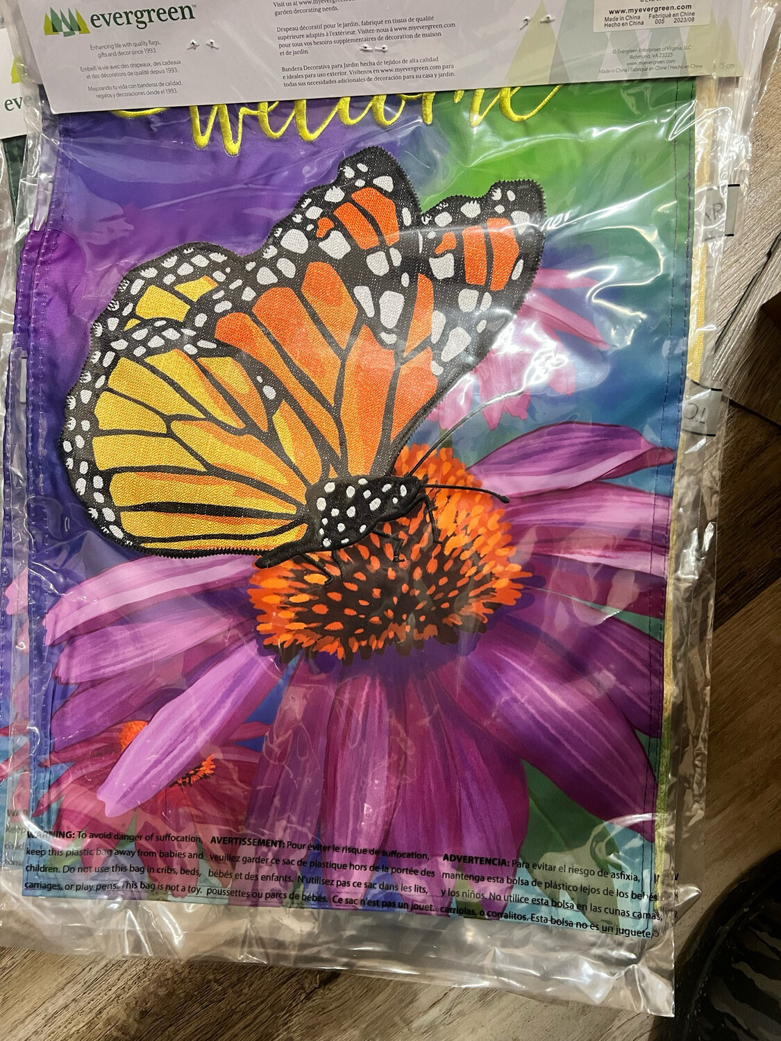 Coneflower &amp; Monarch Garden Flag