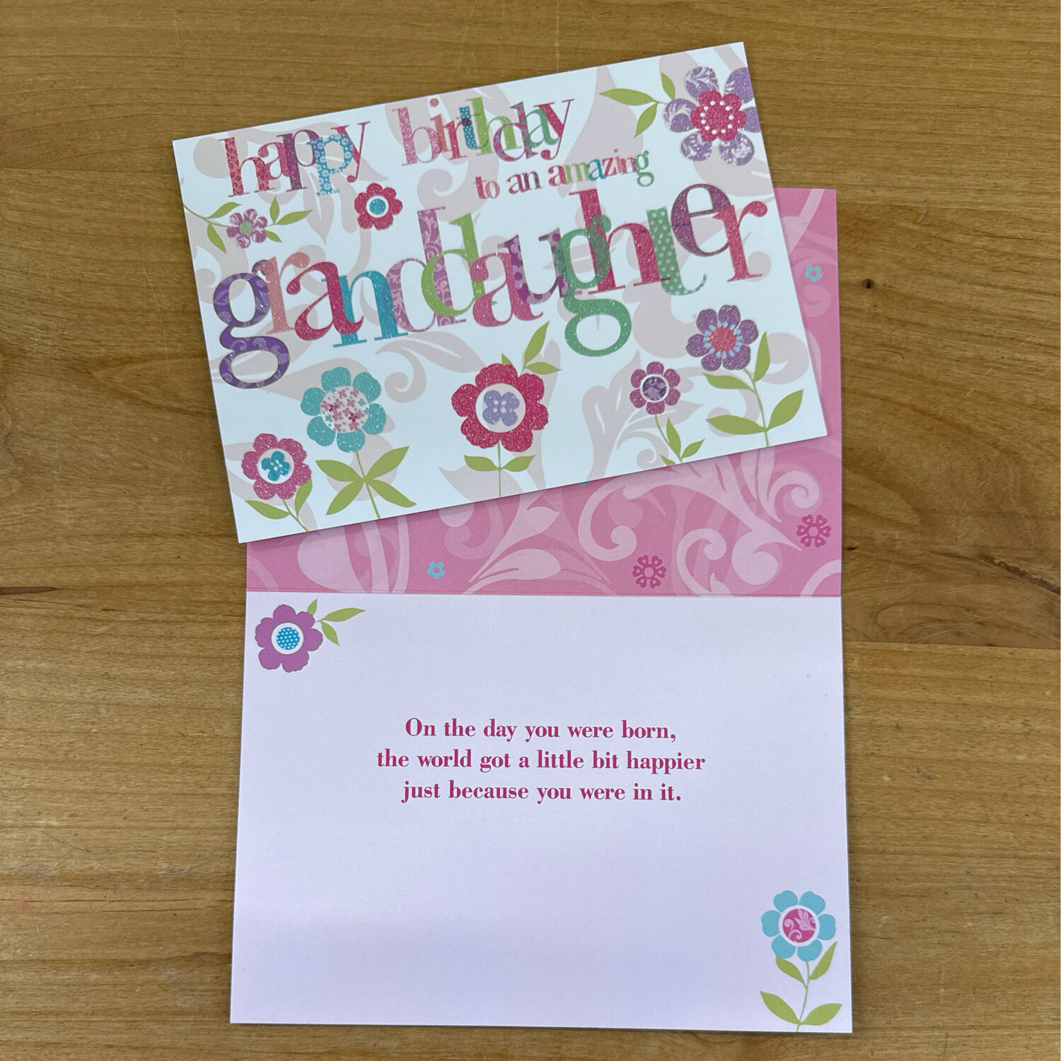 Granddaughter Letters & Flowers Card
