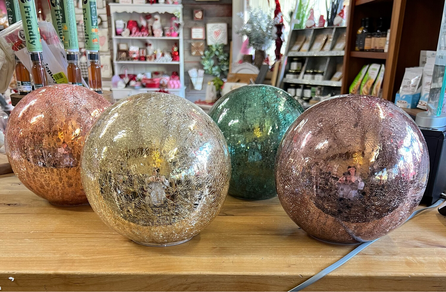 8" LED Crackle Globes