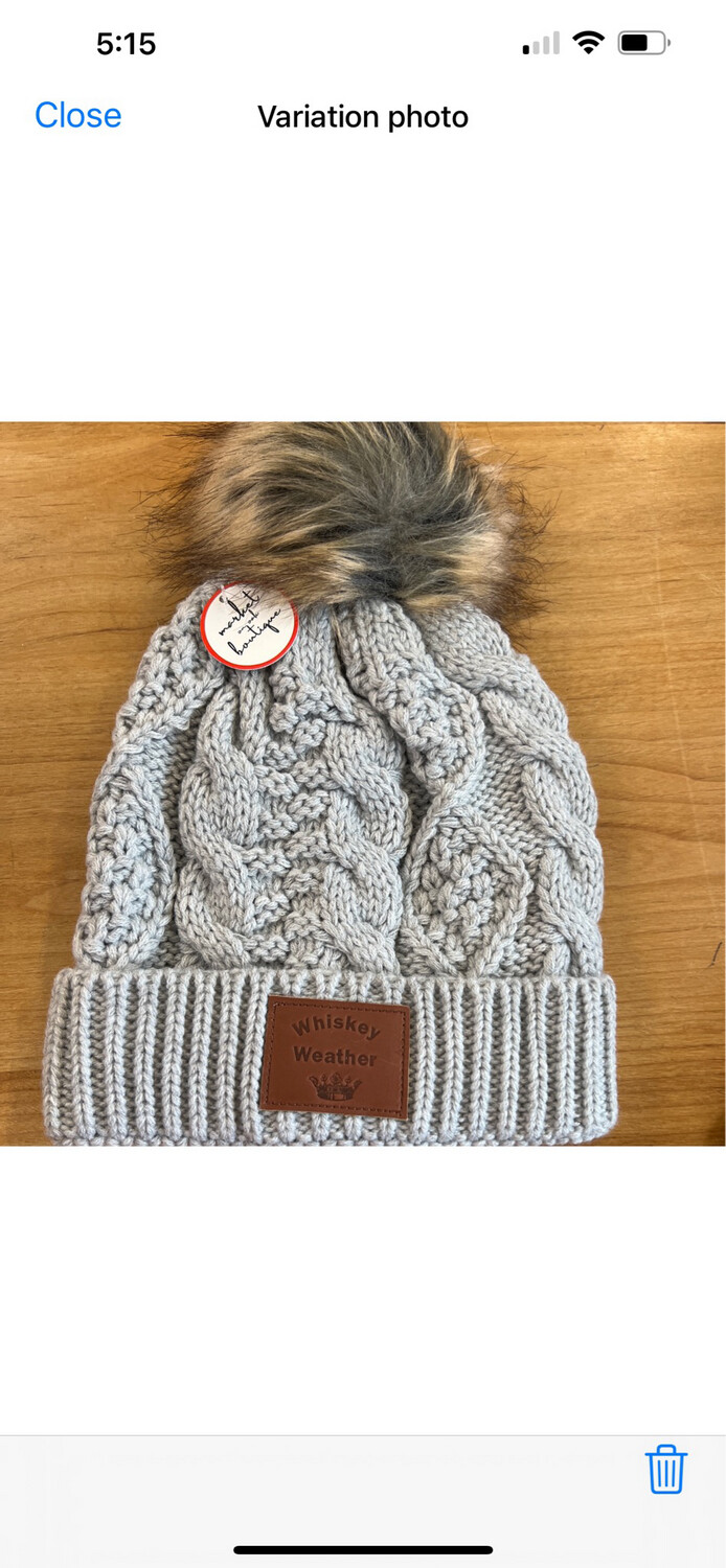 Leather Patch Pom Hats