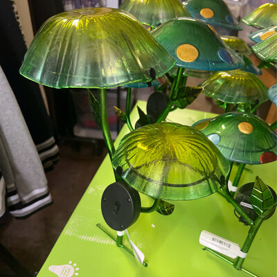 16" Solar Glass Mushrooms