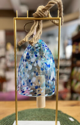 Speckle Blue Art Glass Bell