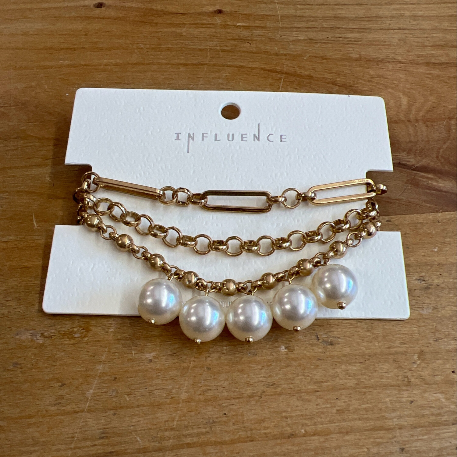 Golden Pearls Link Bracelet