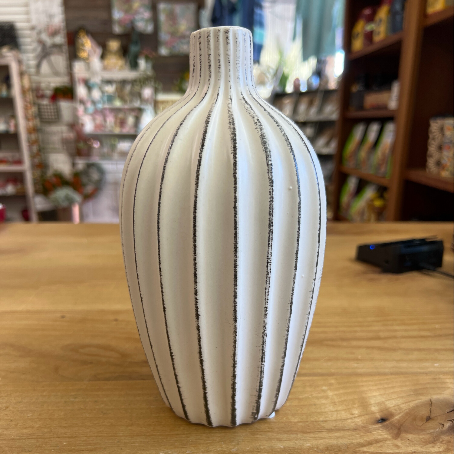 8.75&quot; Ribbed Ceramic Vase