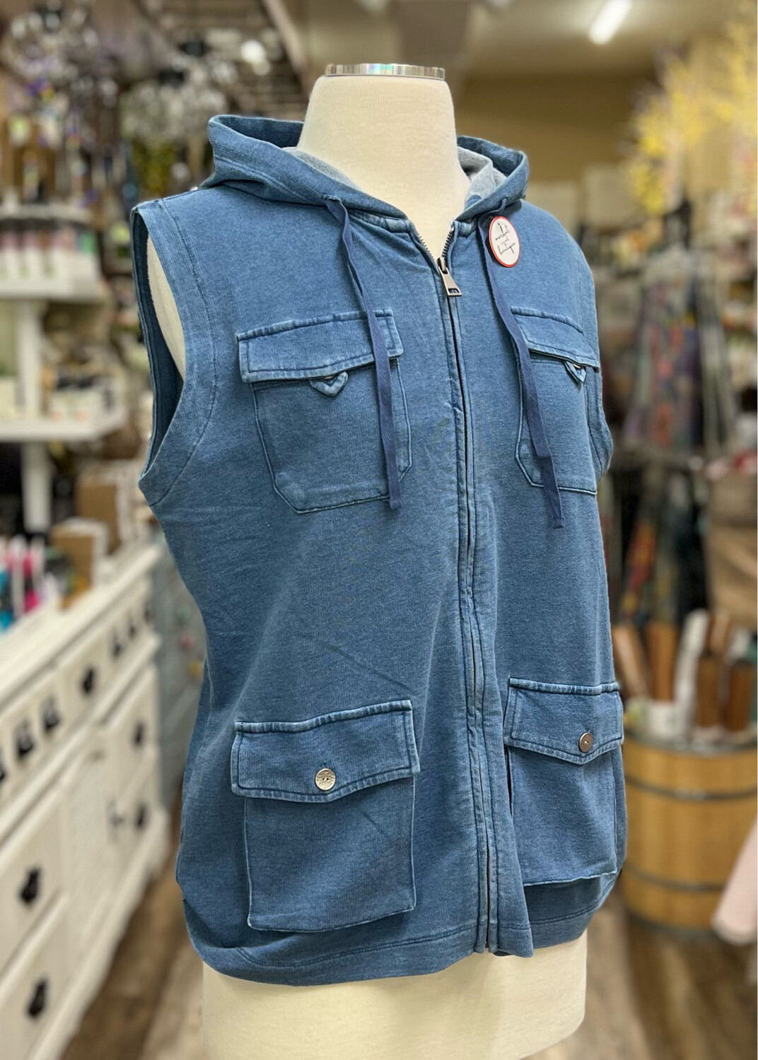 Spring Zip Up Denim Vest
